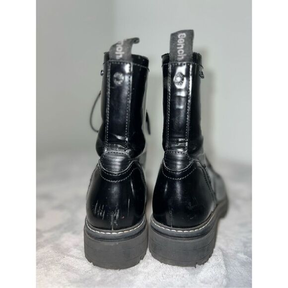 BENCH Women’s Lace Up Black Moto Combat Boots 10 - Picture 3 of 9